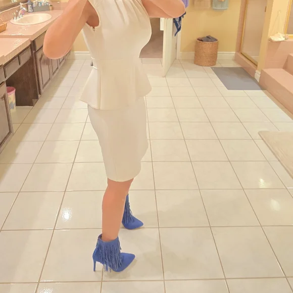 Womens size 6 sense white fitted Sleeveless dress - Picture 10 of 14